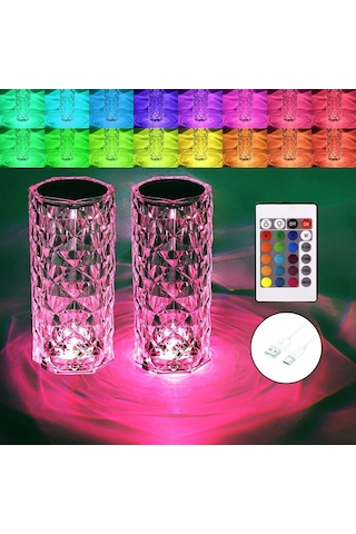 Big Rose Diamond Table Lamp Usb Charging Rgb Multi Colors Totch Lamp Kumandalı Kristal Dev Masa Lambası Rgb Renkli