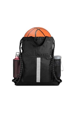 Tongxida Siyah Basketbol Çantası , Reflektör Çubuklu, Dayanıklı Outdoor Çanta, Çok Bölmeli, Siyah Siyah