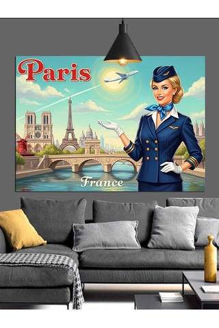 Paris Polis Memuru Kadın Dekoratif Kanvas - Mdf Ahşap Tablo