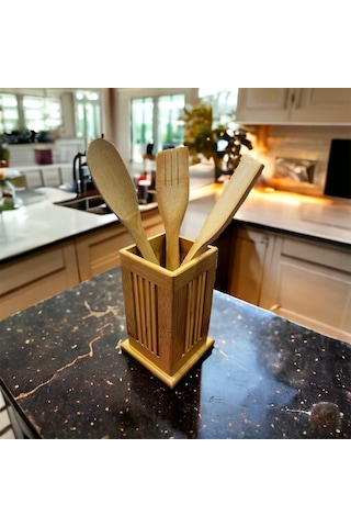 Tezgah Masa Üstü Bambu Kaşıklık Organizer Çok Amaçlı Düzenleyici