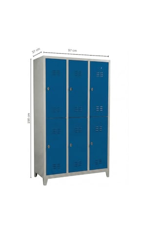 6 Gözlü Ekonomik Soyunma Dolabı Mavi 97x37x198