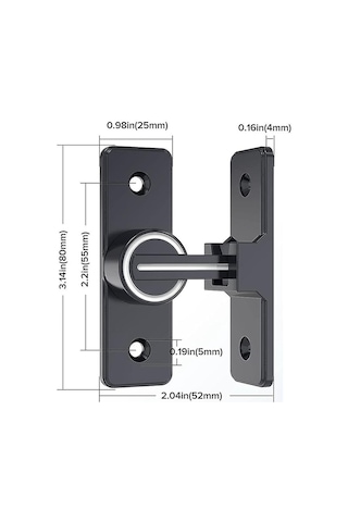 Ahır Kapısı Kilit Donanımı, 90 Derece Ağır Hizmet Tipi Kapı Mandalı, Çevirmeli Mandal, Emniyet Kapı Mandalı Kilidi 1 Paket