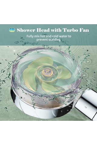 Fanfan Turbo Fanlı El Duş Başlığı Açma/kapama Duraklatma Krom