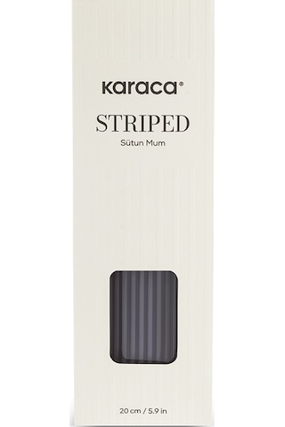 Karaca Striped Tırtıklı Sütun Mum 20 Cm Antrasit Antrasit