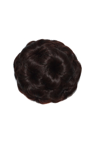 Cbtx Gelin İçin Peruk Topu Kafa Çiçek Firkete Saç Çantası Peruk Kafa Bandı Koyu Kahverengi