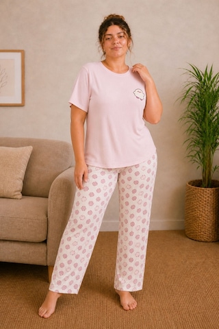 Nisanca Luna Kısa Kol Kadın Pijama Takımı Yumuşak Dokulu, Nefes Alabilir, Rahat Ev Giyim Seti Pembe