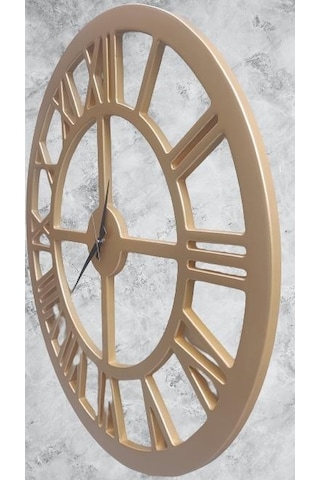 1448bng90272 Hobi Adn Dekoratif Duvar Saat Ahşap Mdf Cnc Kesim Parlak Gold Renk El Yapım Altın