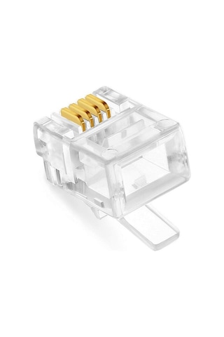 100 Adet Rj 11 4pin Jak 6p4c Telefon Kablosu Için Konnektör 100lü
