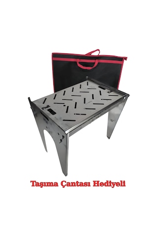 Mangal, Demonte, Krom Paslanmaz Çelik, Taşıma Çantalı Gümüş