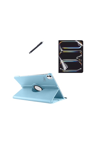 Apple Uyumlu iPad Pro 13 Inç 2024 M4 A2925-a2926 Dönebilen Tablet Kılıfı + Ekran Koruyucu + Tablet Kalem
