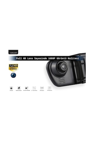 Hd 3,5'' Türkçe Menülü Geri Görüş Kameralı Dikiz Aynalı Araç Kamerası 1080p Hd 4k 64gb Kart