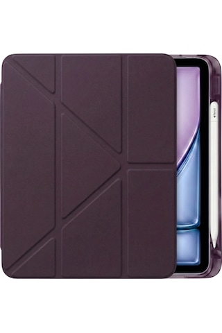Ps Apple Uyumlu iPad Air 11 İnç M4 / M3 / M2 Tri Folding Standlı Kılıf - Damson Kapaklı Kılıf