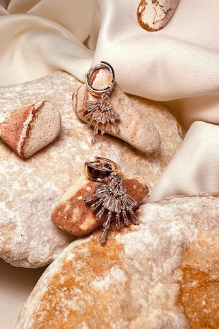 Taşlı Xuping Luxury Tasarım Kadın Stainless Steel Küpe Rose Gold