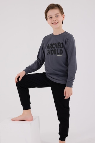 Rolypoly Erkek Çocuk Uzun Kol Pijama Takım Gri-1749 Gri
