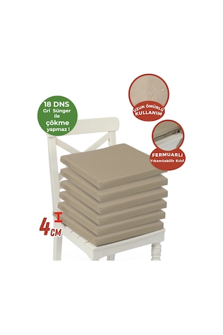 Xpermate 6'lı Sandalye Minderi Su İtici Kumaş 40 x 40 CM Bej