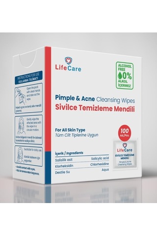 Tr Sivilce Akne Temizleme Mendili 100 Adet Alkolsüz Formül