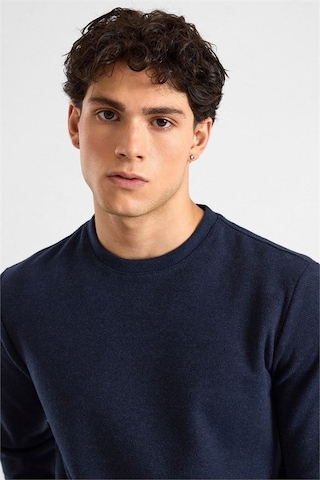 Süvari Lacivert Regular Düz Baskısız Selanik Bisiklet Yaka Sweatshirt Ssw2013700003-m09