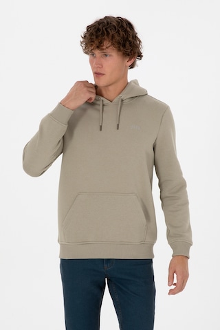 U.S. Polo Assn. Erkek Regular Fit Kapüşonlu Şardonlu Açık Haki Basic Sweatshirt 50315582-VR183