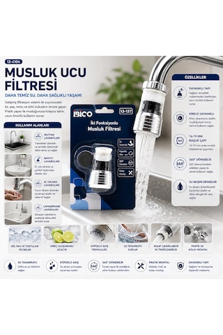 Bay 12 Adet Musluk Ucu Filtresi 2 Fonksiyonlu 360 Derece Dönebilen Başlık 16-19mm Caşlık Çapı Bx40 Najmaddin Standart