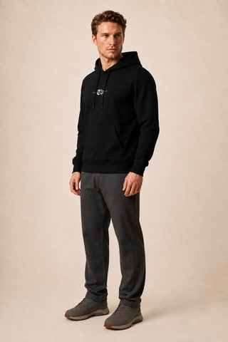 Redline Thenk Yeni Sezon Erkek Regular Fit Kapüşonlu Sweatshirt Siyah