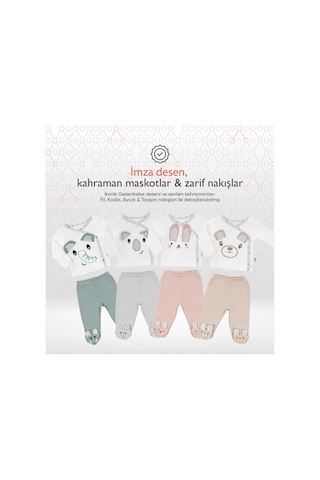 Gezenbebe Hero Bebekler İçin Nakışlı Zıbın Ve Patikli Pantolon Set 3-6 Ay