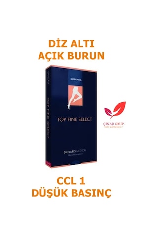 Sigvaris Top Fine Select Burnu Açık Diz Altı/Diz Altı Varis Çorabı (443320096) Siyah Standart L Açık Uzun