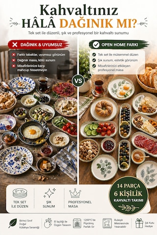 14 Parça 6 Kişilik Handmade Yaz Desen Kahvaltı Takımı - Lüx Kahvaltılık Sunum Seti Diğer