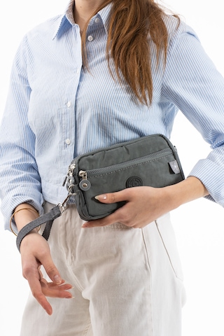 Nemo Bags Gri Unisex Cüzdan, 4 Gözlü, Telefonluk, Crinkle Kumaş, Çapraz Askılı Omuz Çantası, 20x12cm Gri