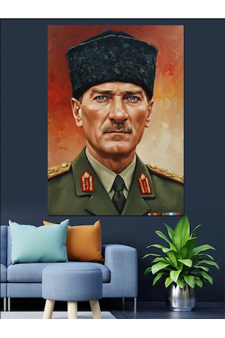 Mustafa Kemal Atatürk Portre Dekoratif Kanvas - Mdf Ahşap Tablo