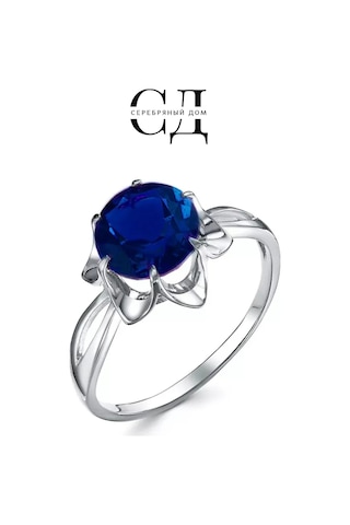 Serebranyj Dom Gümüş "çiçekler" Yüzük Mavi Taşlı 21651797 Gri