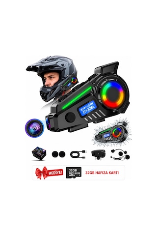 Glr K19 Kameralı Kask Kulaklığı Motosiklet İnterkom Bluetooth 5.4 Gps Sürüş Kayıt Cihazı