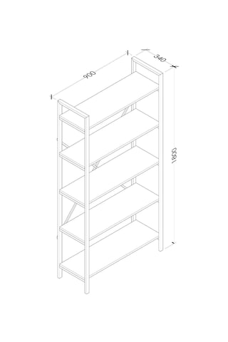 Hera 5 Raflı Metal Geniş Kitaplık Atlantik Çam 90cm