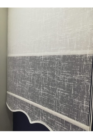 Perde Keten Desen Tül&Stor Çift Mekanizma Perde Etekli
