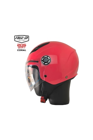 Free-M 205 Coral Yarım Açık Çocuk Kaskı Kırmızı