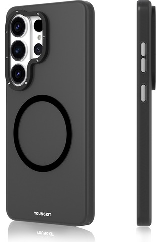 Samsung Uyumlu Galaxy S26 Ultra Kılıf M-safe Şarj Özellikli Youngkit Hidden Sand Serisi Kapak Siyah Siyah