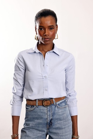 5in1Canpolat Mavi Slim Fit Gömlek 17449 Mavi