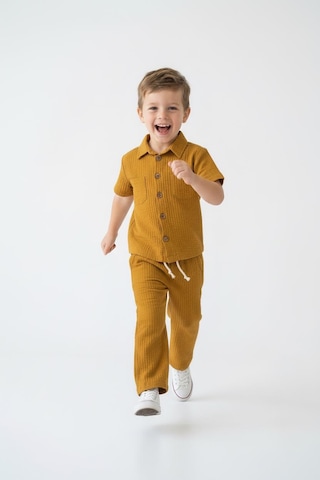 Miababy Gofreli Yazlık Gömlek 2li Takım Hardal