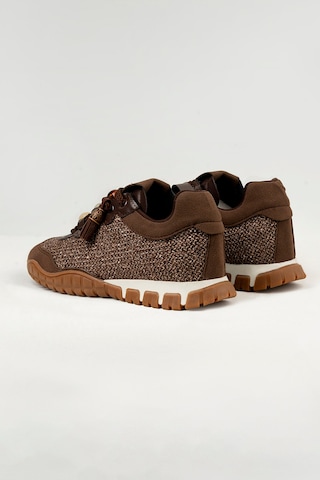 Tw Tonny White Tokyo - 193-1 Kadın Hasır Sneaker Süet Detaylı Boncuklu Calla Kahverengi