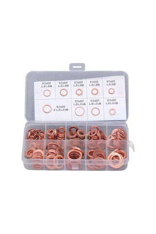 200pcs Yağ Drenaj Tapası Conta Kırmızı Bakır Isıtma İşleme 9 Tür Yağ Sızdırmazlığı 0142 Kırmızı