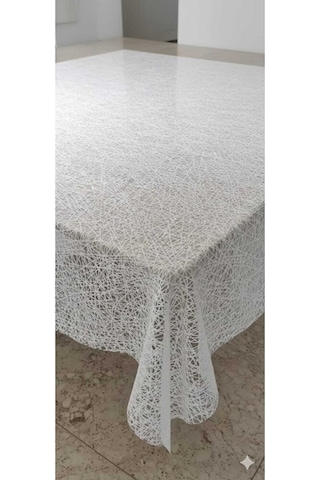 140 X 300 Cm Silinebilir Lüks Masa Örtüsü Şeffaf Hasır Desen Beya Çok Renkli