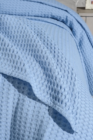 Mulberry Havuzlu Pike Örgü Battaniyesi %100 Pamuk Kalın İplik Ev Dekorasyonu Tek Kişilik 170 x 240 Mavi