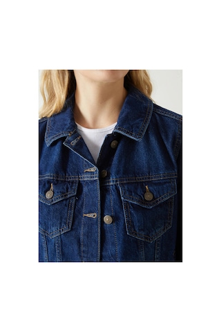 LC Waikiki Lcw Vision İndigo Gömlek Yaka Kadın Jean Ceket Dark Rodeo
