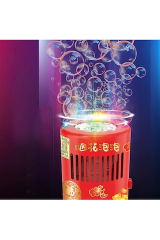 Işıklı Ve Müzikli Otomatik Baloncuk Makinesi 2 Adet Solüsyon + Sticker Hediyeli Bubble Machine 3+ Yaş Kırmızı