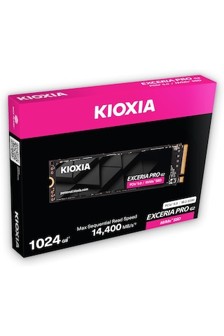 Kıoxıa Pcıe M2 1tb Exceria Pro G2 Nvme Gen5 14400/12700 Mb/sn Ssd Lve10z1t02g8 1