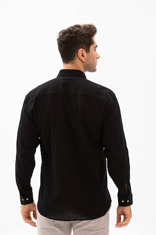 Eliş Şile Bezi Büyük Beden Şile Bezi Tek Cepli Uzun Kol Erkek Gömlek Siyah 3003 - 4XL Siyah