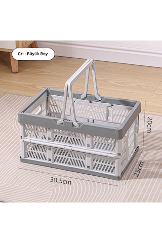 Snapbuy Katlanır Sepet, Alışveriş, Piknik, Market, Taşıma, Depolama Ve Kamp İçin Uygundur Büyük Boy Gri