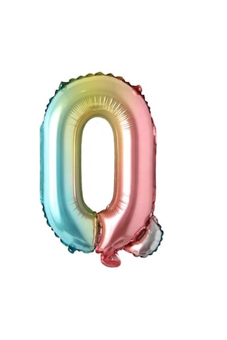 Q Harf Gökkuşağı Folyo Balon16 İnç 36 cm