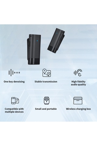 Samdoo İos Uyumlu İki Mikrofonlu Kablosuz Kolluk Mikrofonu, Gürültü Azaltma, Şarj Kutusuyla Canlı Yayın Ve Röportajlar İçin