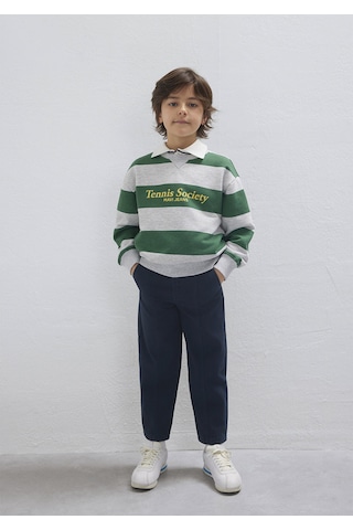 Mavi - Çizgili Baskılı Yeşil Sweatshirt 6s10170-71697 Yeşil