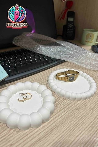 2 Li Dekoratif Bubble Organizatör Takı Tabağı & Sunumluk & Altlık